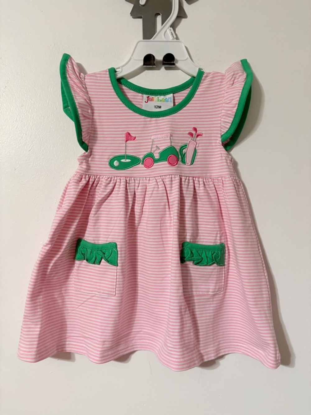 Jellybean by Smock Candy Gone Golfing Ruffle Pocket Pink Dress 12ms New